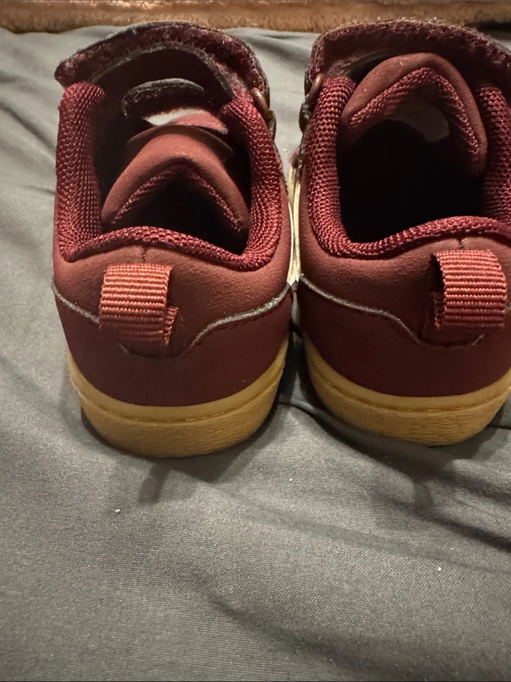 The Children's Place Burgundy Velcro Kids Sneakers with Gum Sole